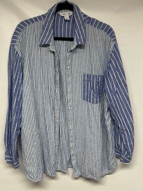 Old Navy Blue & White Striped Men's Button-Down Shirt